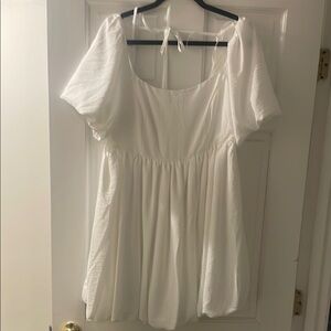 NWT Fashion Nova White Gwen Babydoll Mini Dress Size L